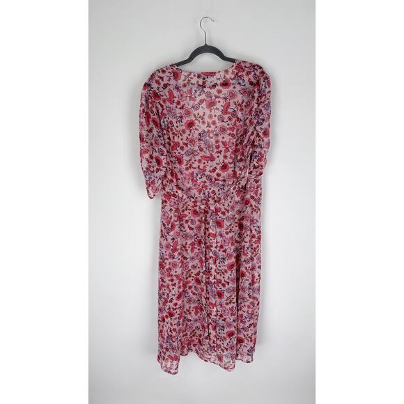 Torrid Chiffon Ruched Sleeve Kimono Sheer Floral Top Blouse Plus Size 2X Pink - Picture 10 of 10